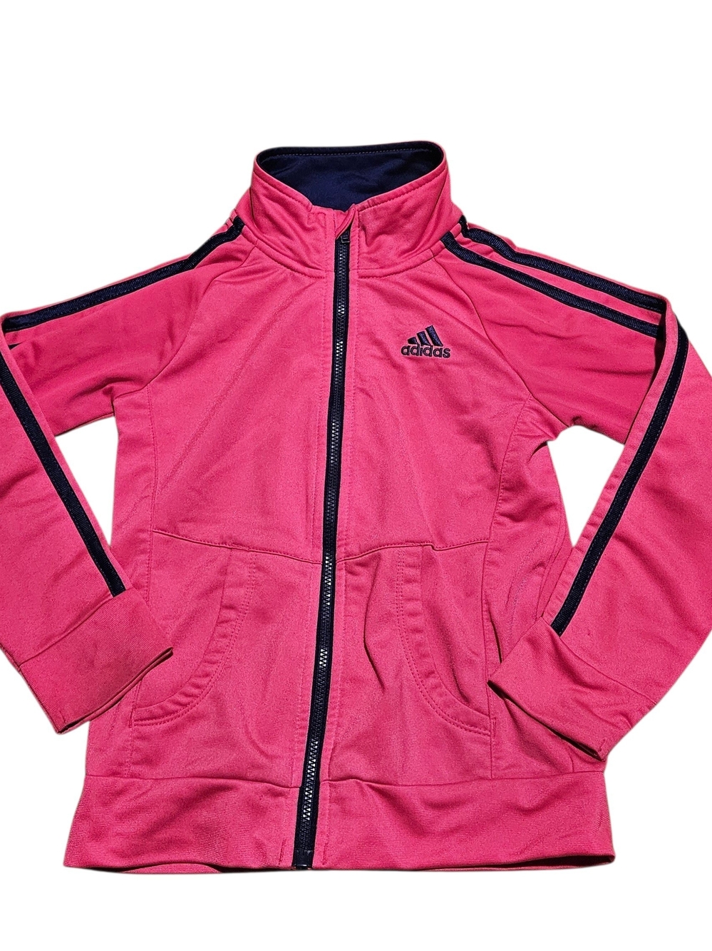 adidas Pink Girls' Hot Pink Track Jacket with Purple Trim